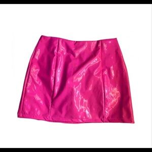 Bright Pink Faux Leather Bodycon Mini Skirt